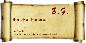 Boczkó Ferenc névjegykártya