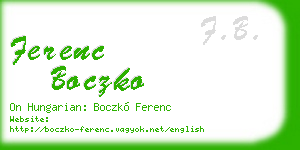 ferenc boczko business card