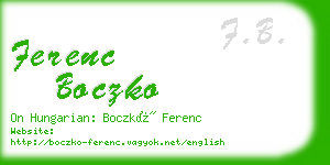 ferenc boczko business card